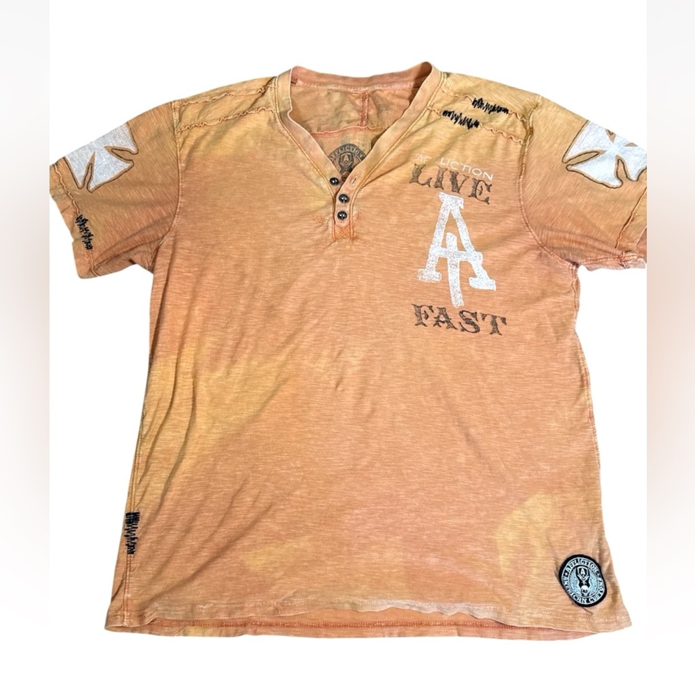 Vintage Affliction American Customs Live Fast T Shirt  Rustic Orange Large Skull